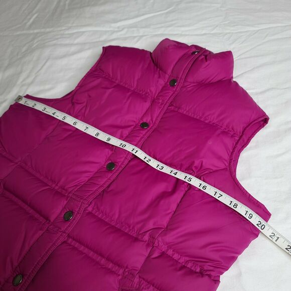 Lands End Puffer Vest Down Feathers Pink Magenta Small Sleeveless Jacket Pockets - Picture 9 of 11